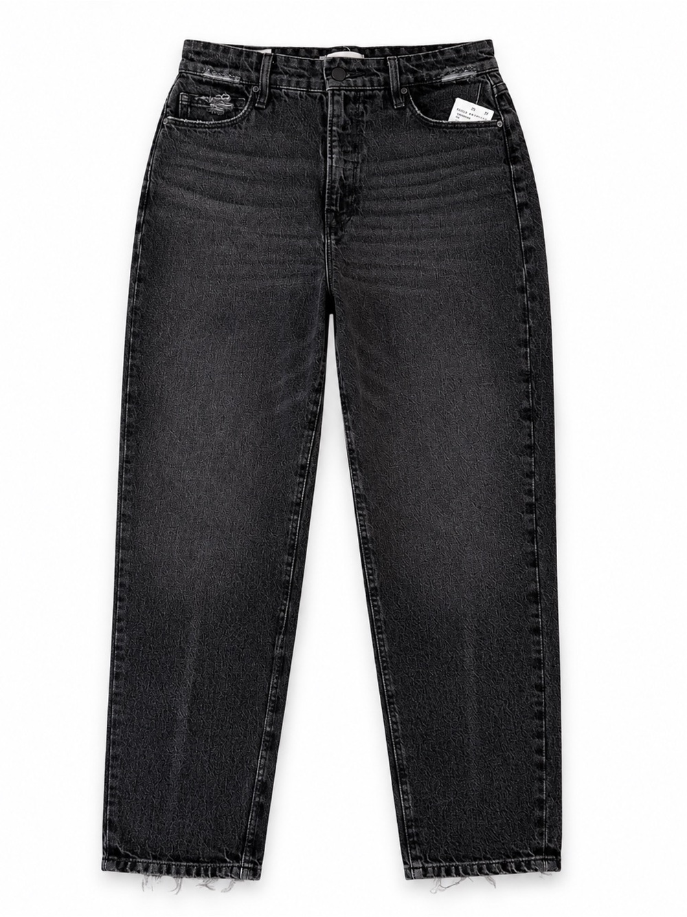 GOOD AMERICAN GOOD MOM HIGH RISE JEANS WOMENS 0/25 BLACK DISTRESSED NWT $149